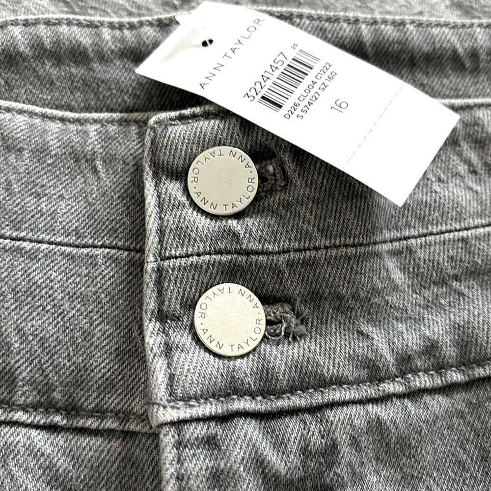 Ann Taylor The Straight Crop Grey Jeans size 16 NEW NWT